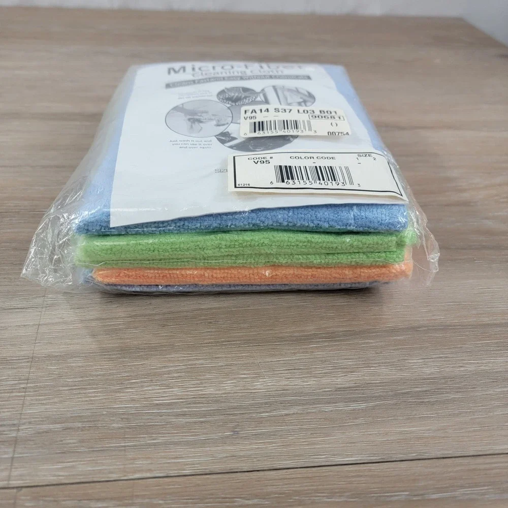 5 Pack Microfiber Cleaning Cloths V95 Blue Green Orange Reusable Multi-Surface - Picture 2 of 4